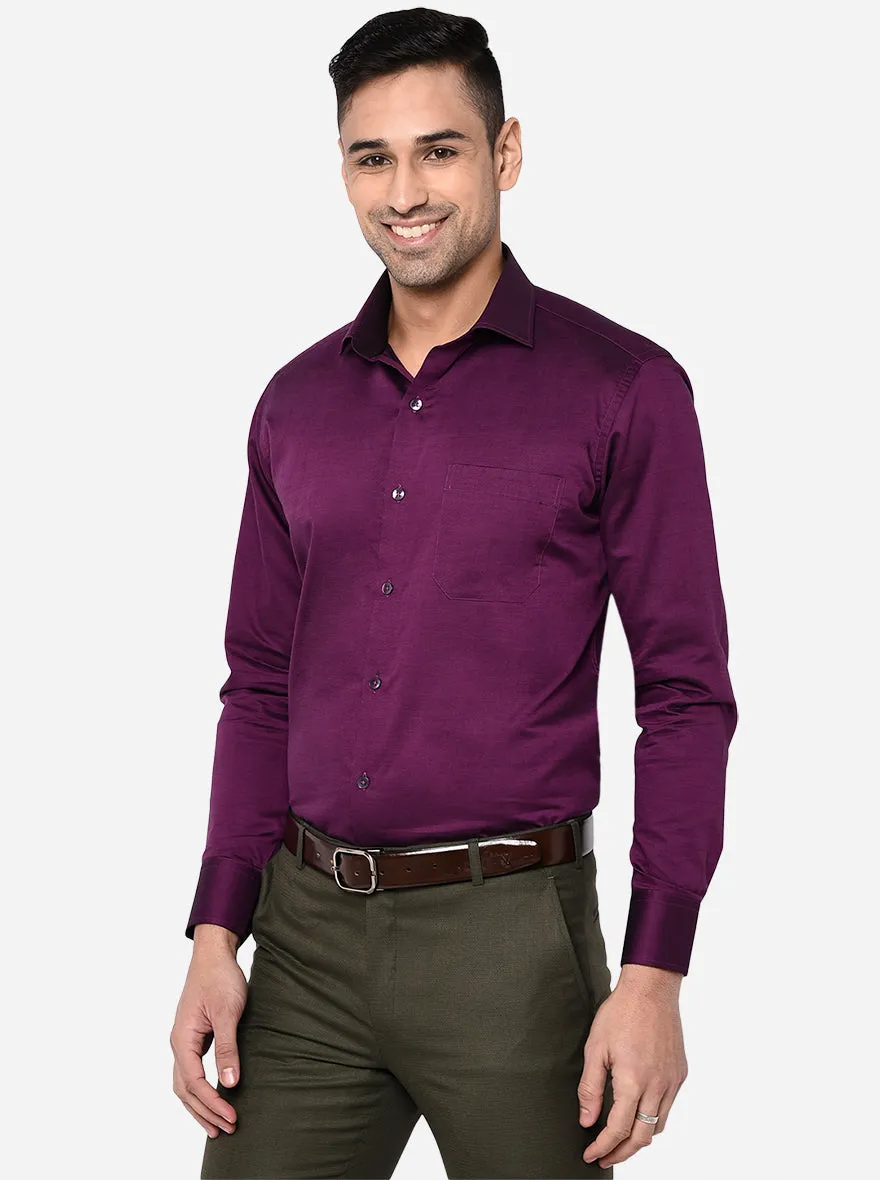Purple Solid Slim Fit Formal Shirt | Metal