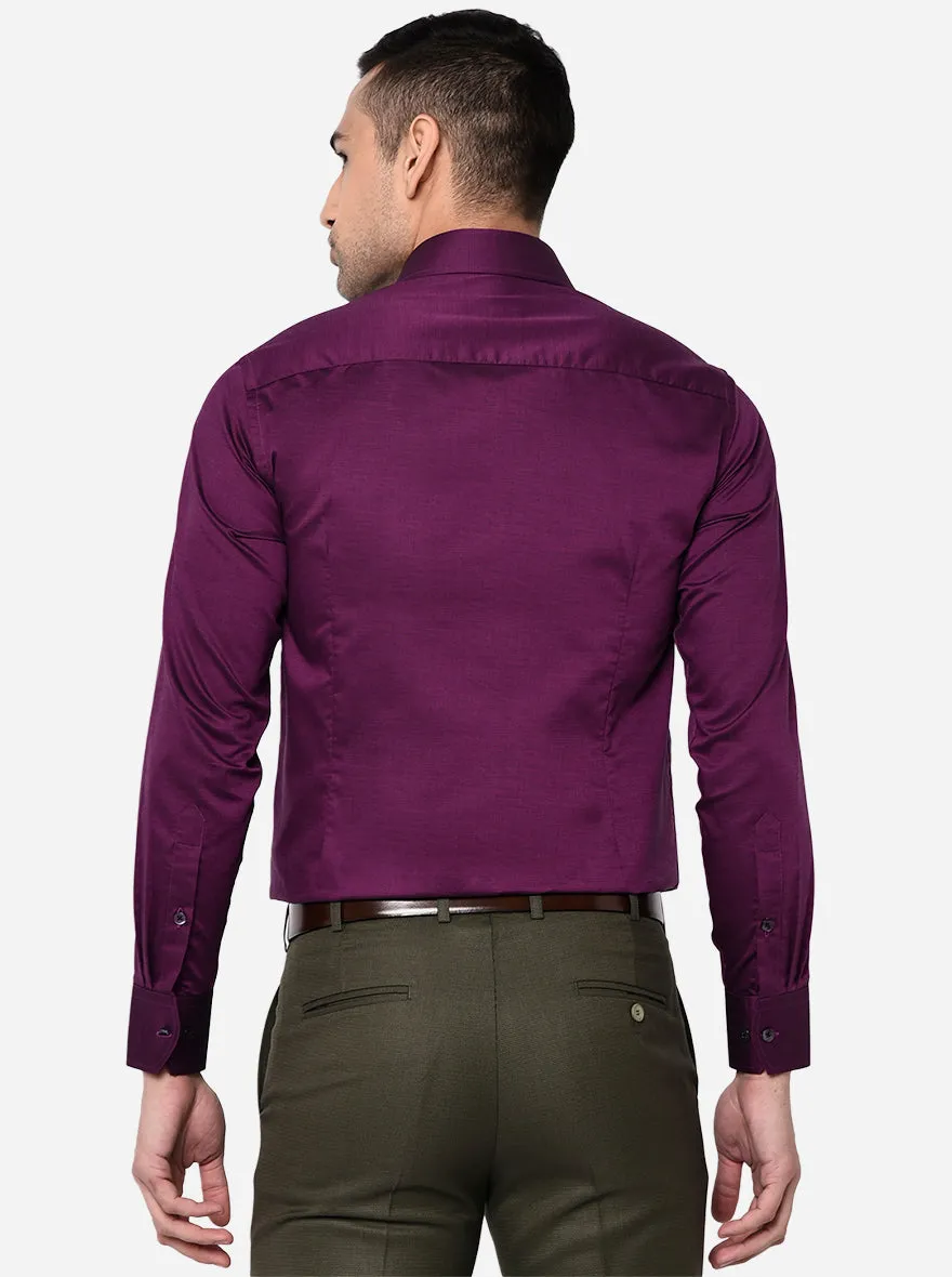 Purple Solid Slim Fit Formal Shirt | Metal