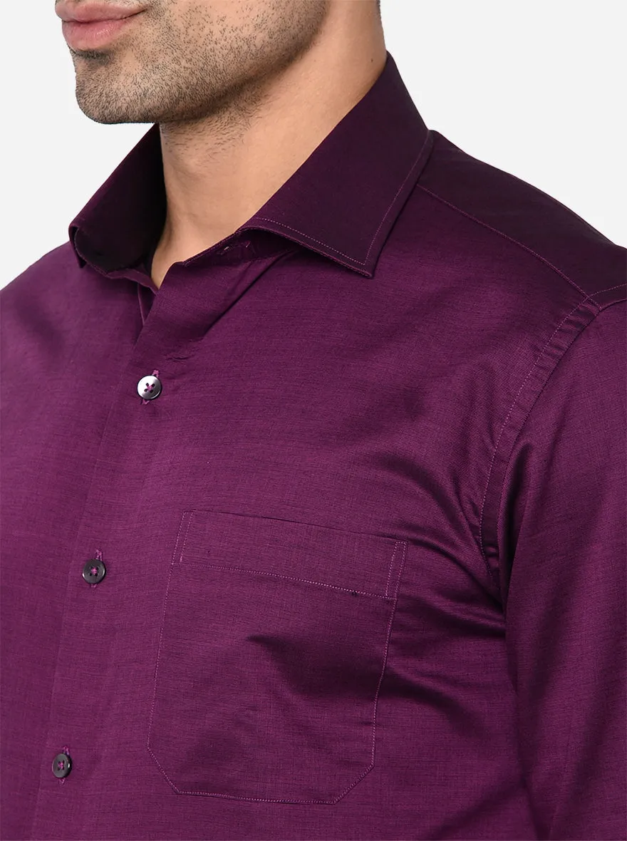 Purple Solid Slim Fit Formal Shirt | Metal