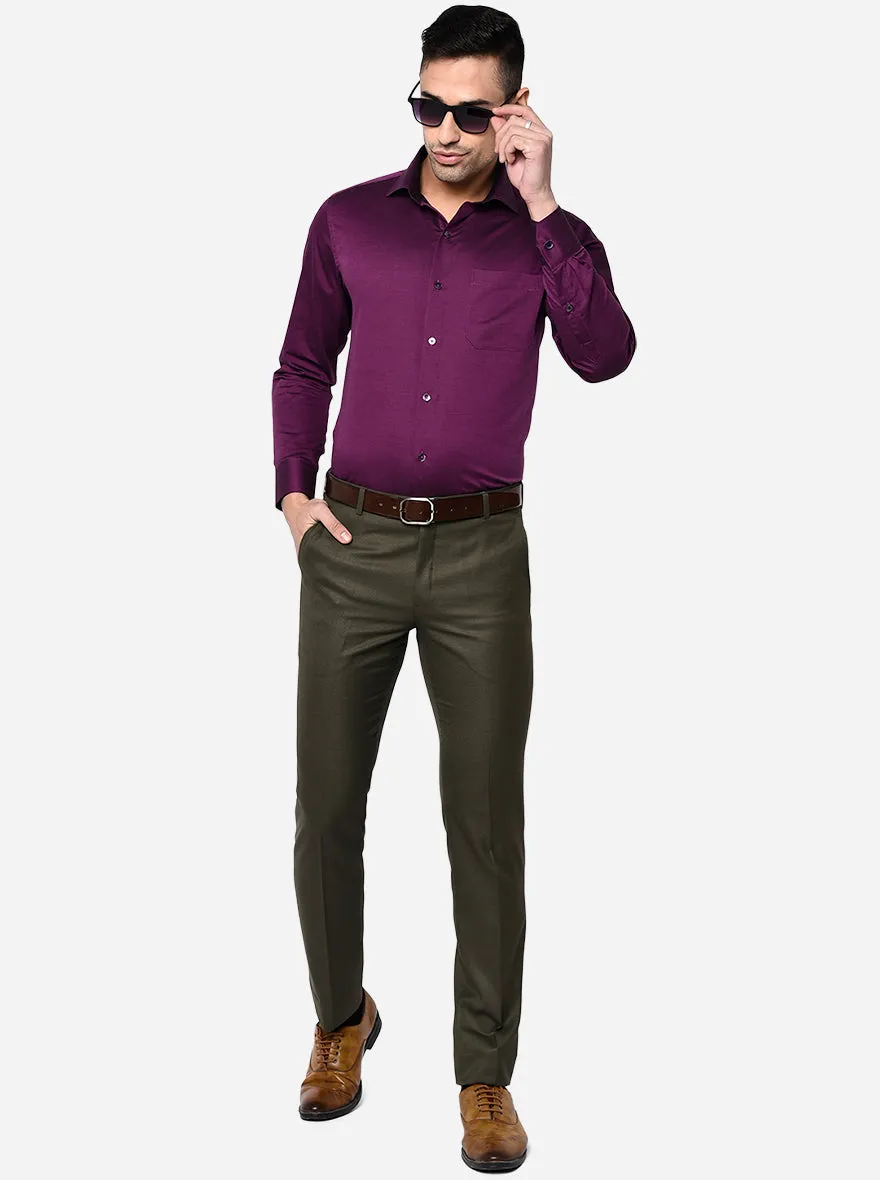 Purple Solid Slim Fit Formal Shirt | Metal