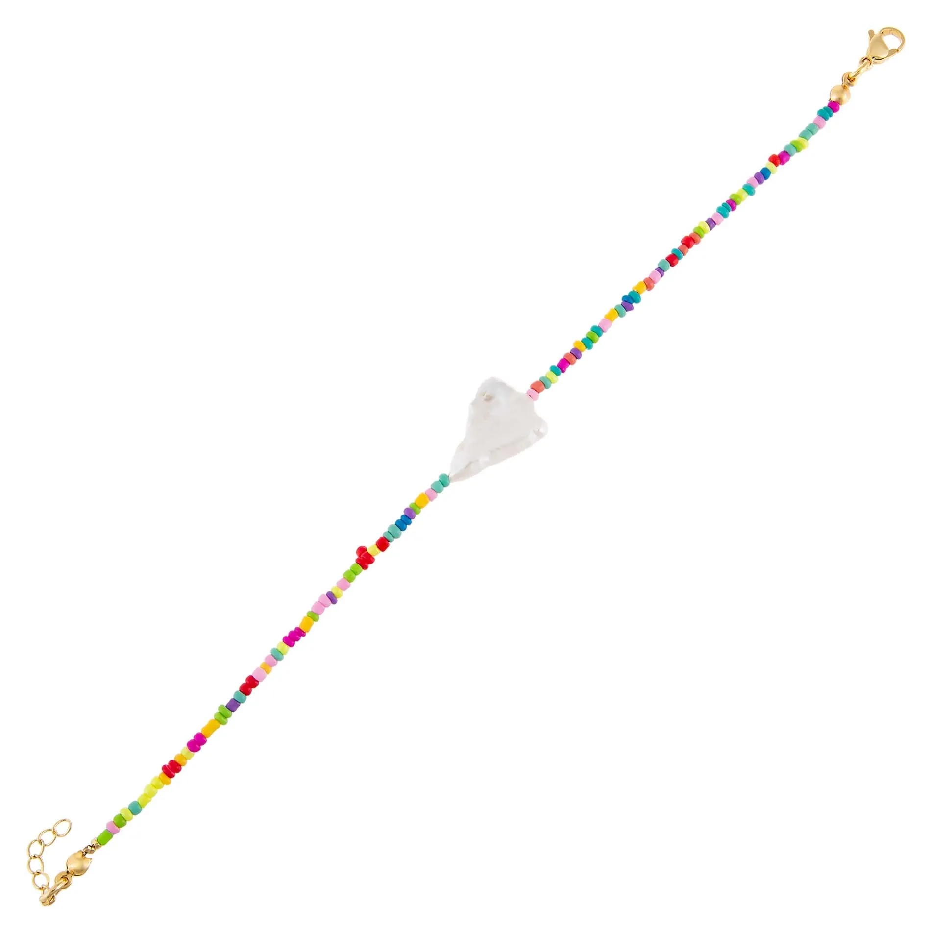 Rainbow Baroque Pearl Color Beaded Bracelet