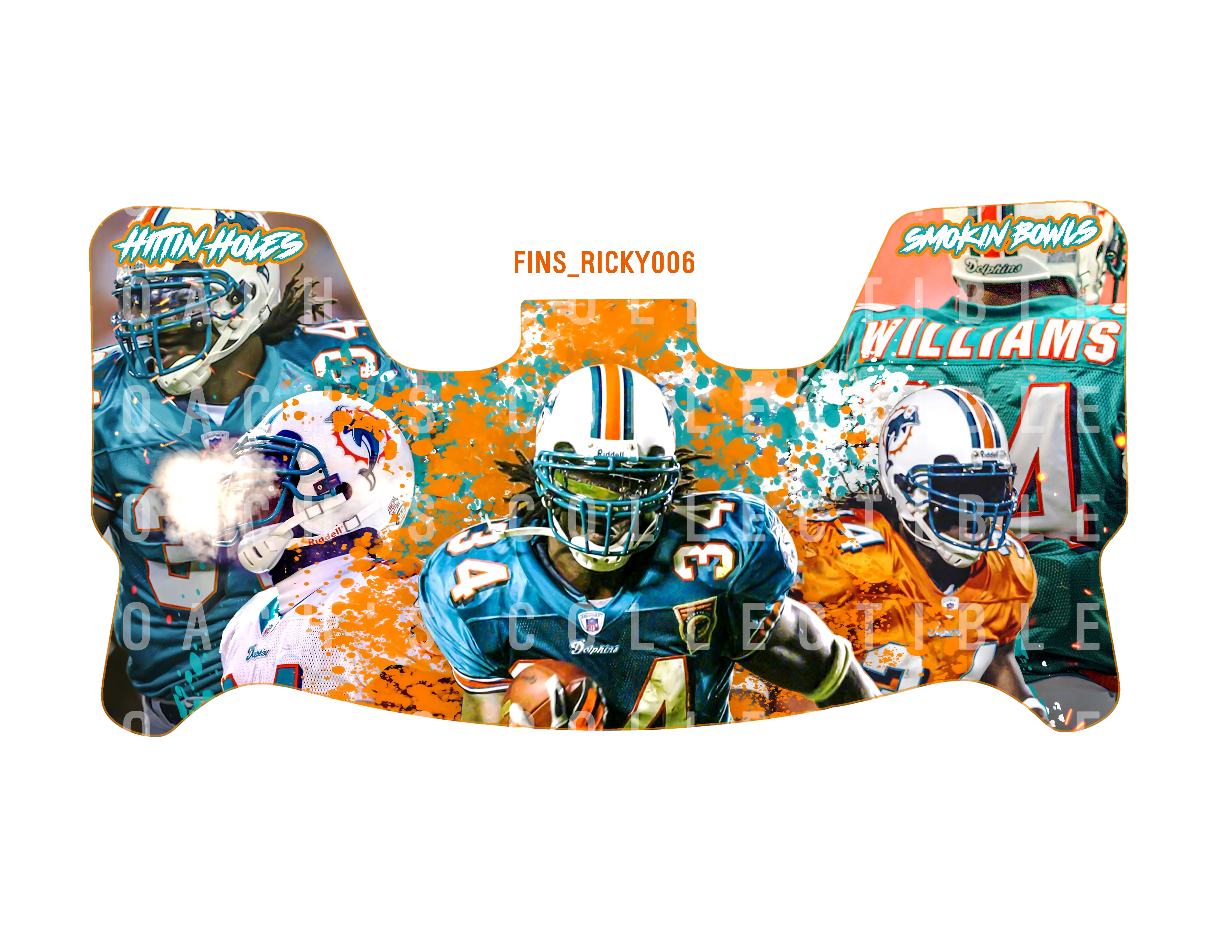 Ricky Williams Custom Visor for Any Full Size Riddell Helmet (Universal Fit) (1)
