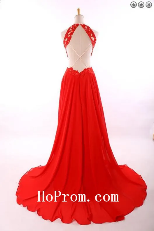 Scoop Chiffon Prom Dresses,Red Prom Dress,Evening Dresses