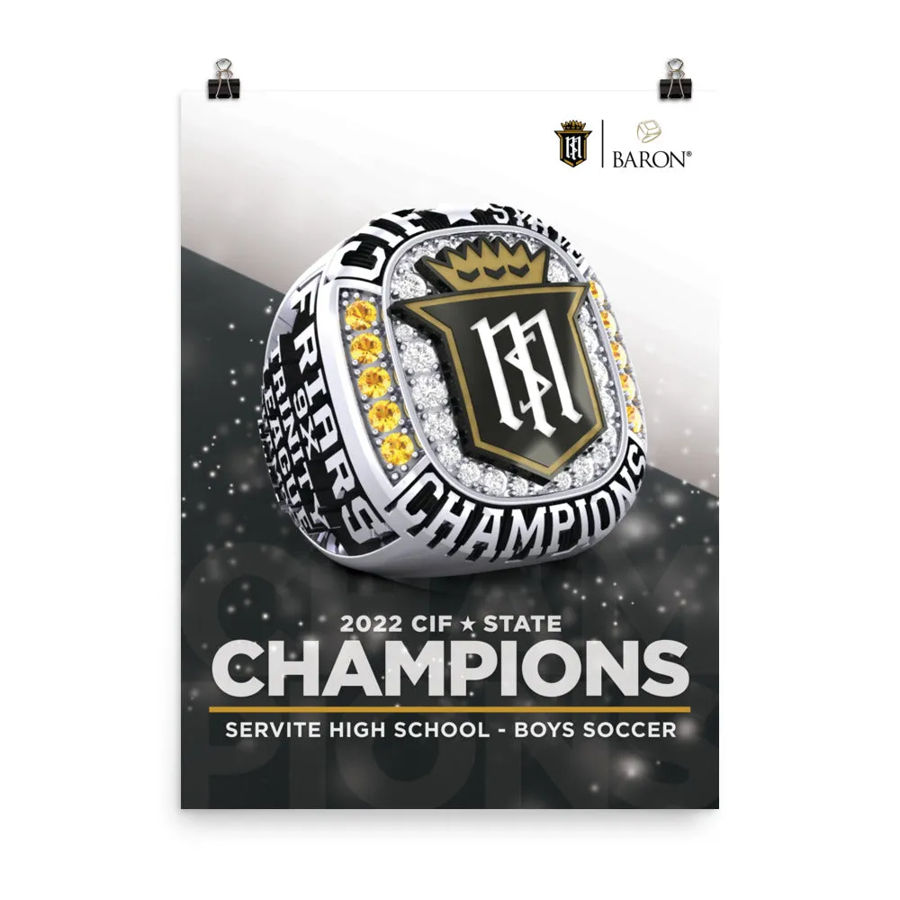 Servite High School Boys Soccer 2022 Championship Poster