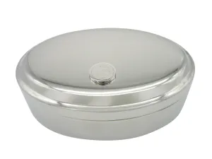 Silver Toned Etched Round Soccer Ball Pendant Oval Trinket Jewelry Box