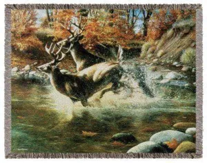 Simply Home RTP287497 Deer On the Run Throw Blanket Tapestry