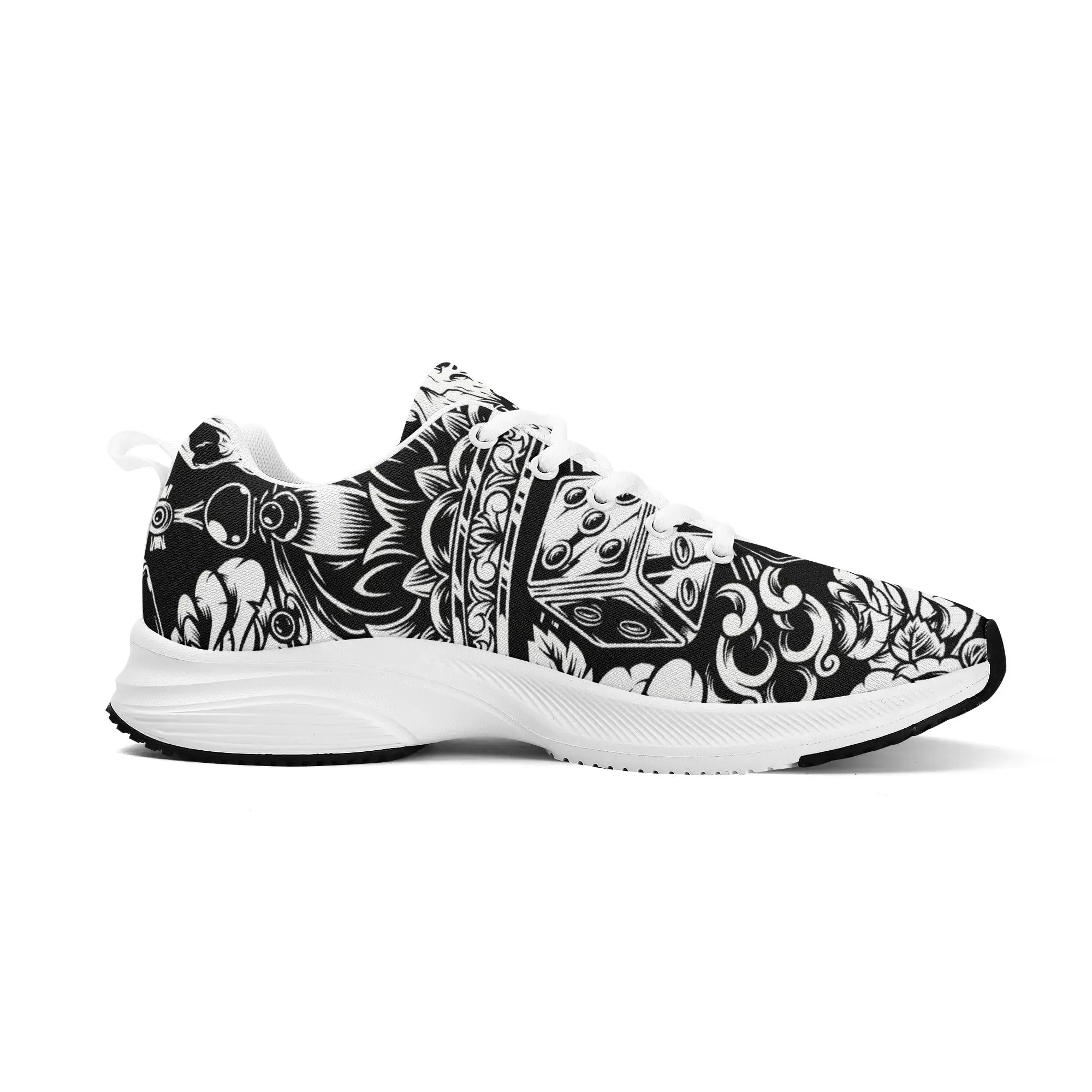 Skulls and Dice Tattoo Pattern Running Shoes