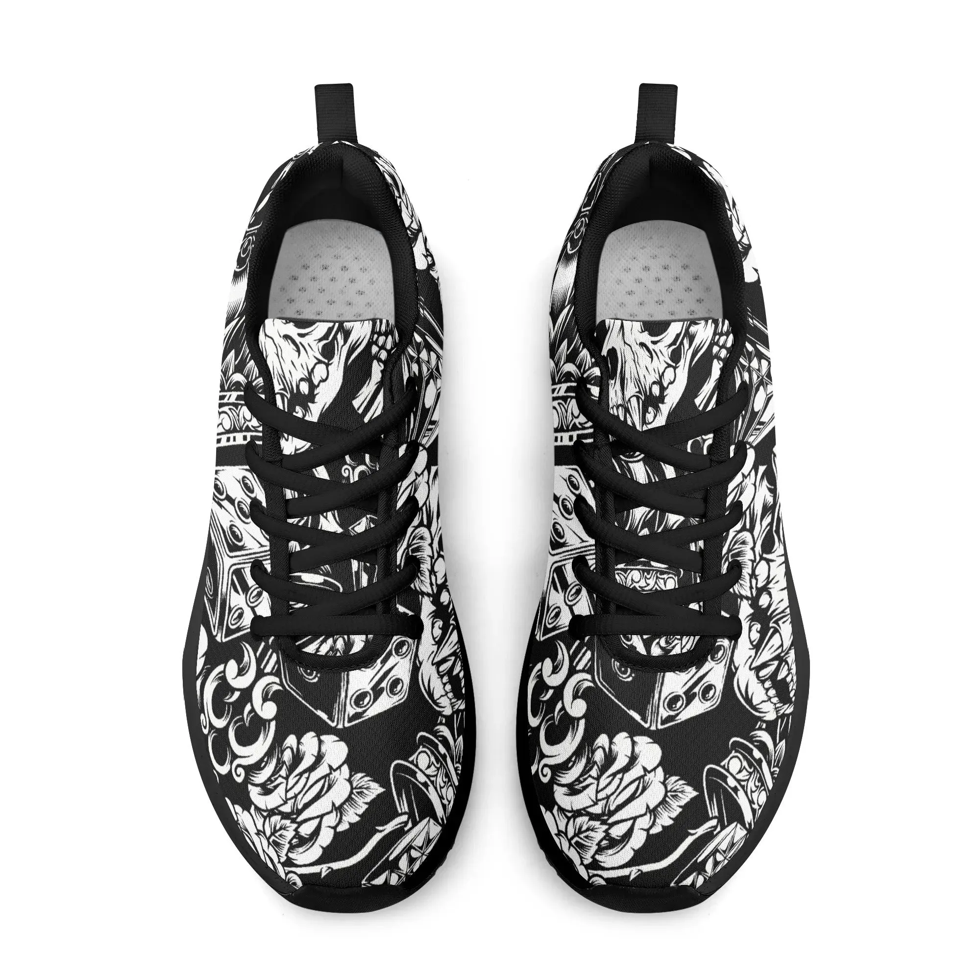 Skulls and Dice Tattoo Pattern Running Shoes