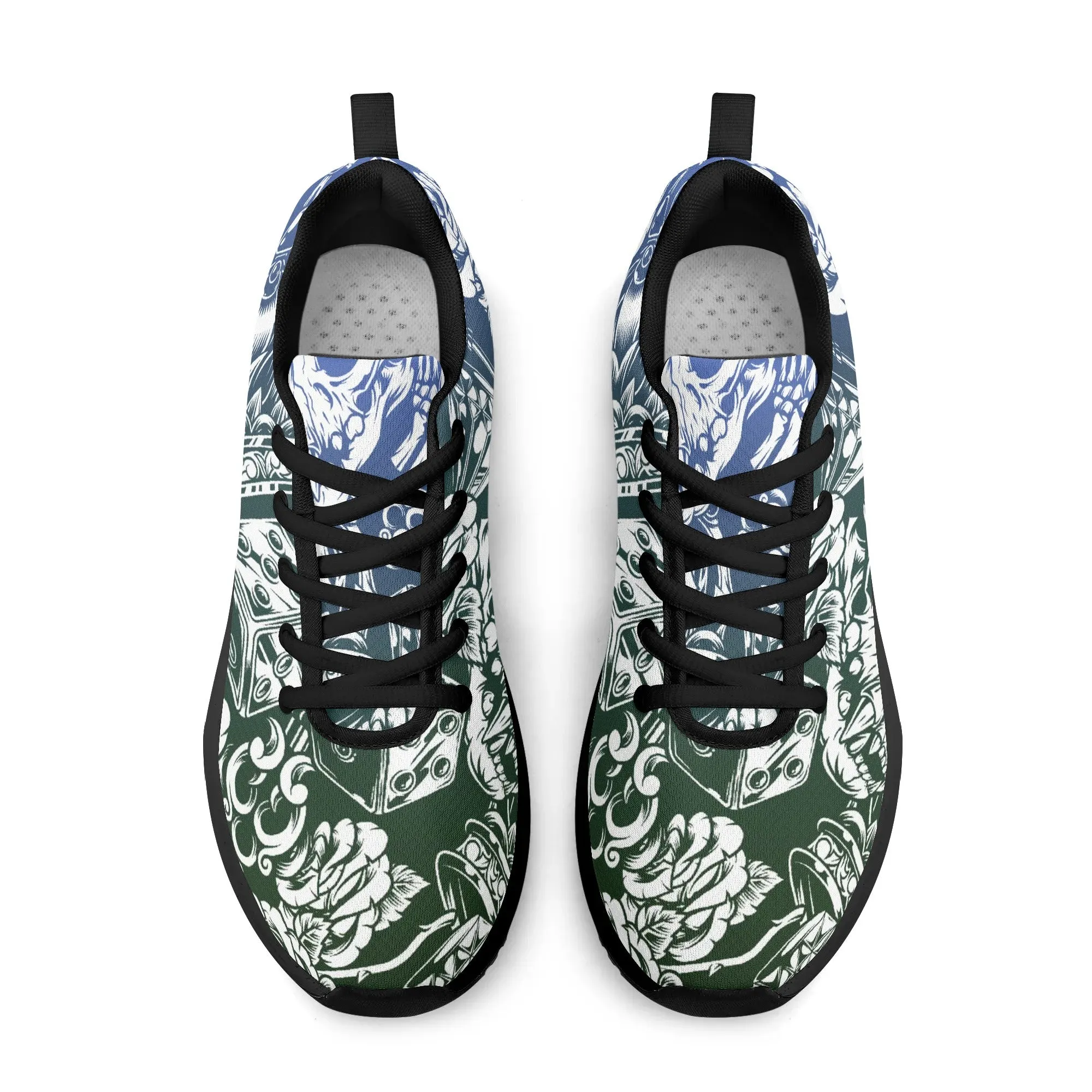Skulls and Dice Tattoo Pattern Running Shoes