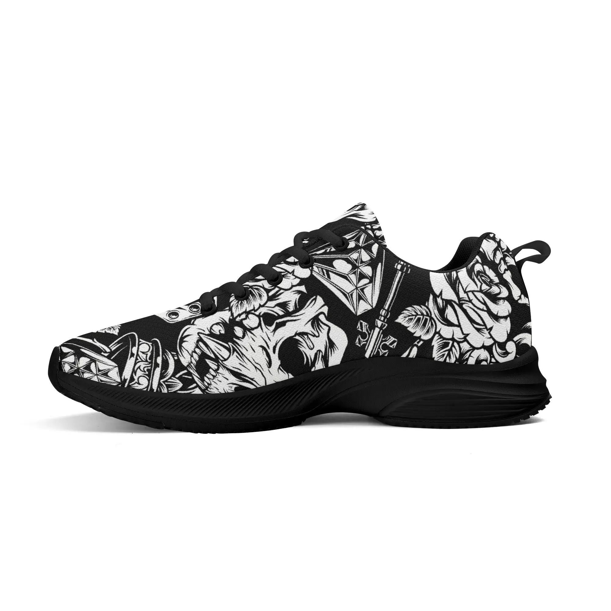 Skulls and Dice Tattoo Pattern Running Shoes