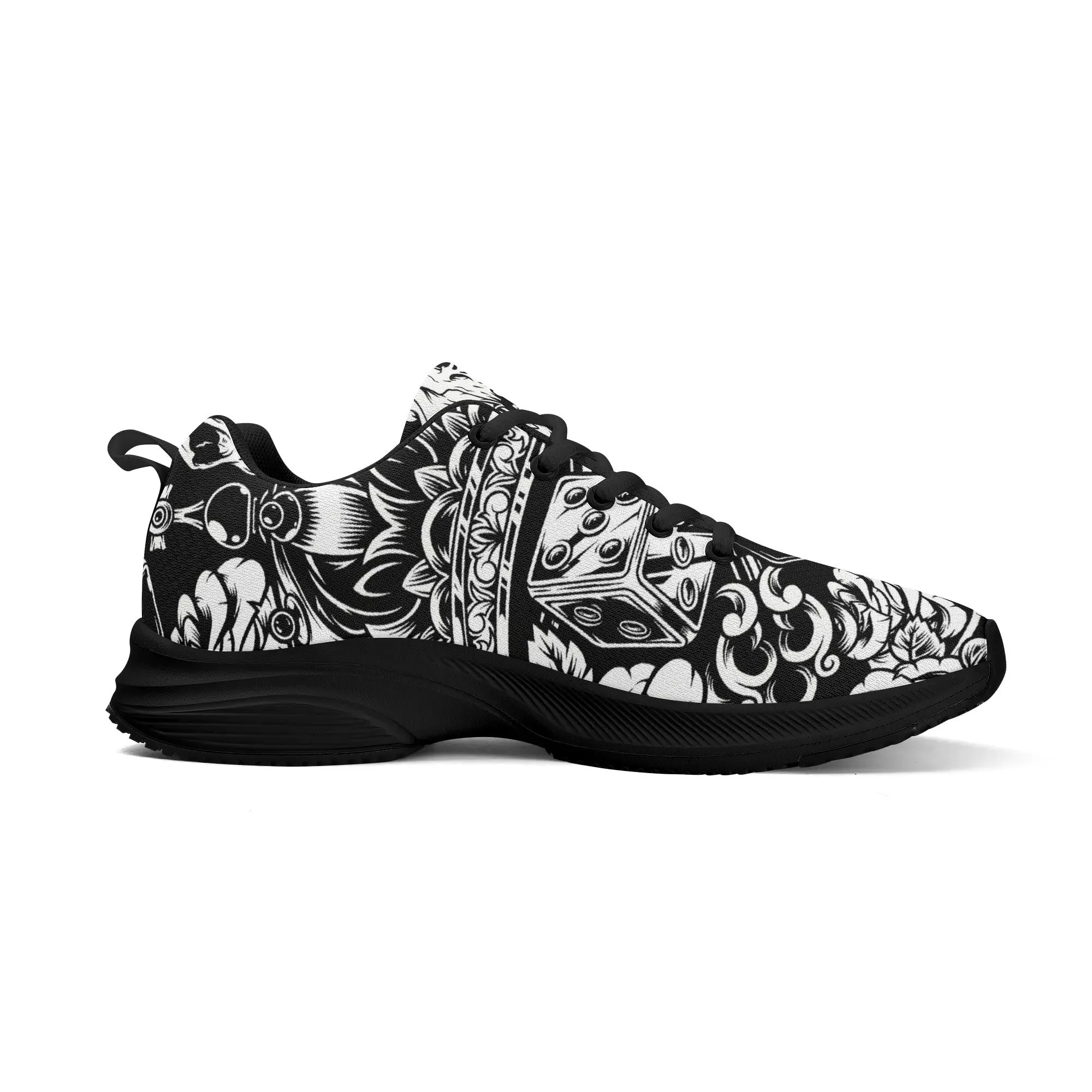 Skulls and Dice Tattoo Pattern Running Shoes