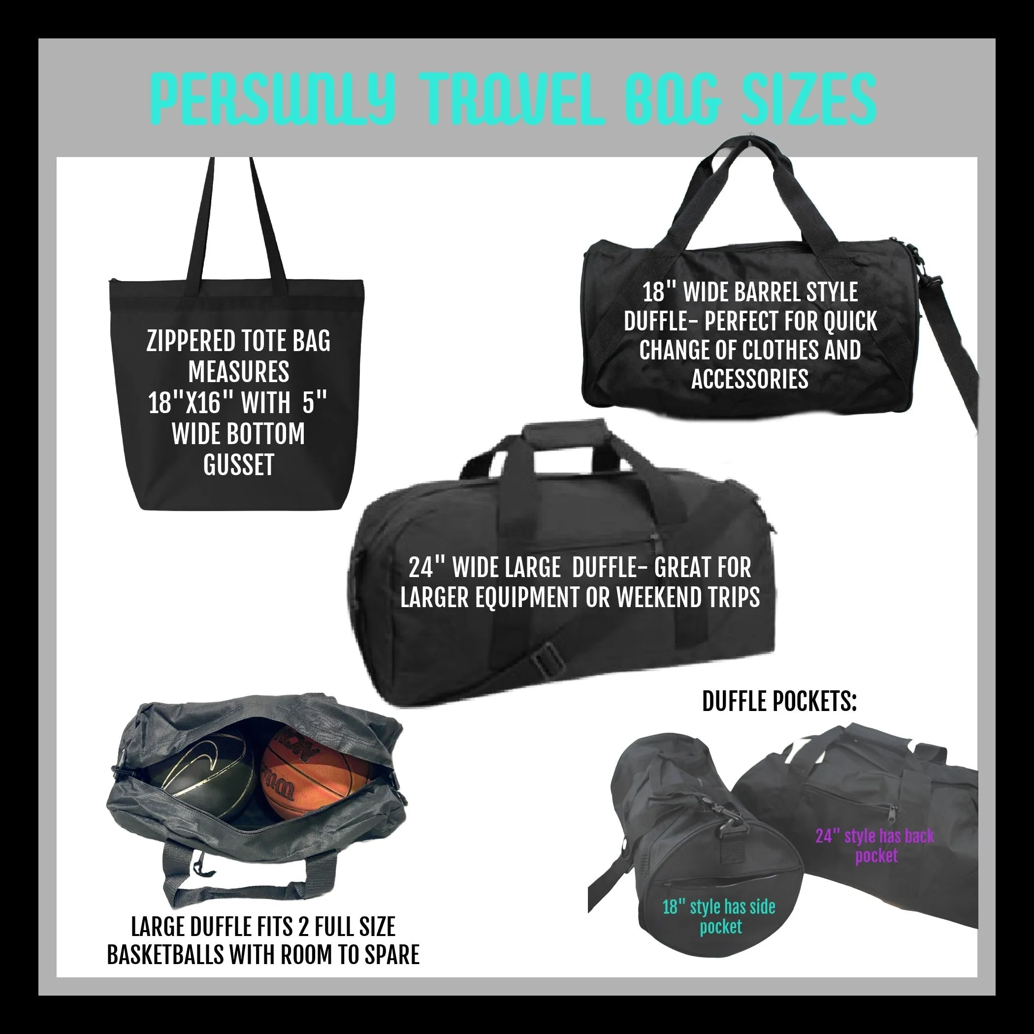 Soccer Gear Personalized Duffle or Tote Bag - Custom Colors