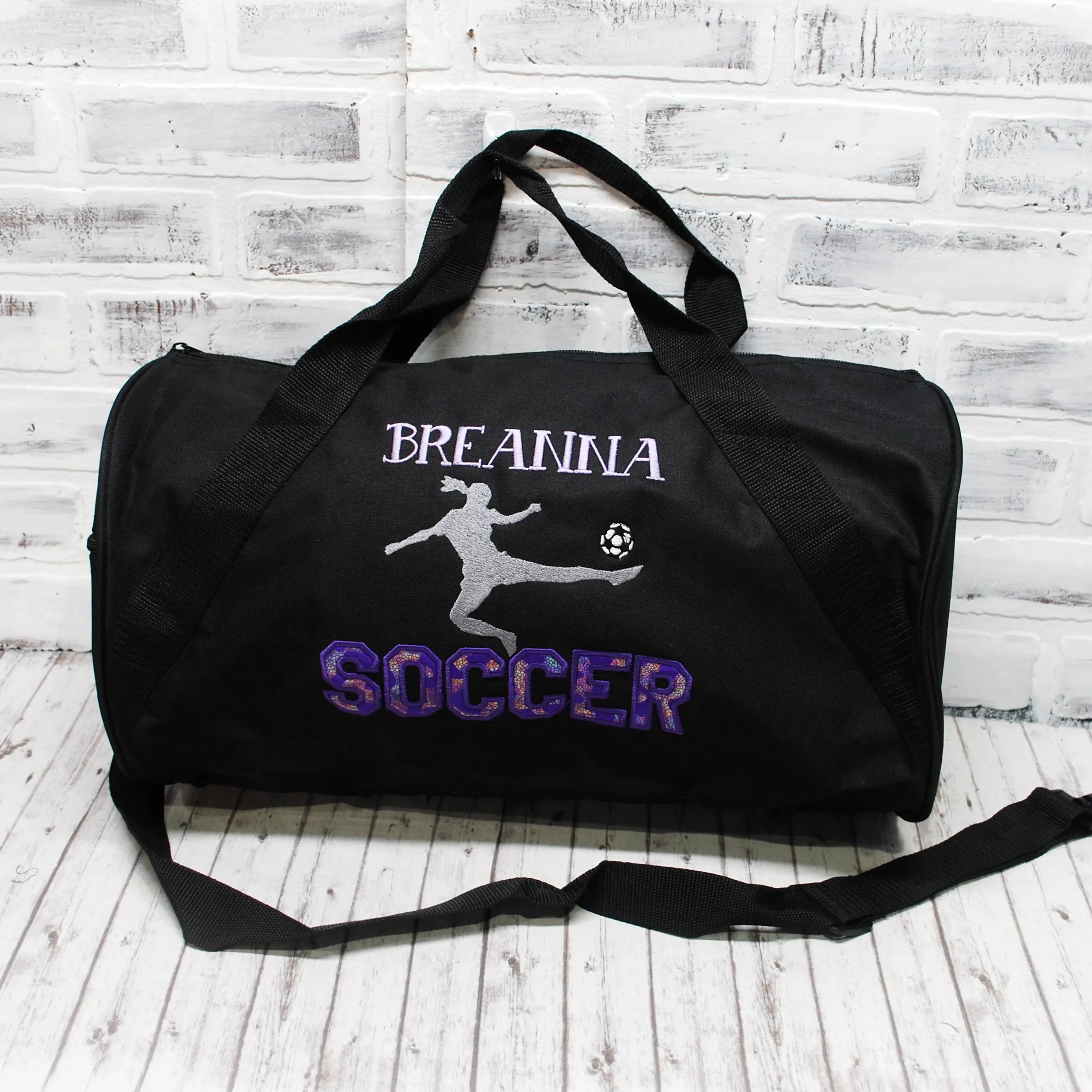 Soccer Purples Personalized Zippered Bag
