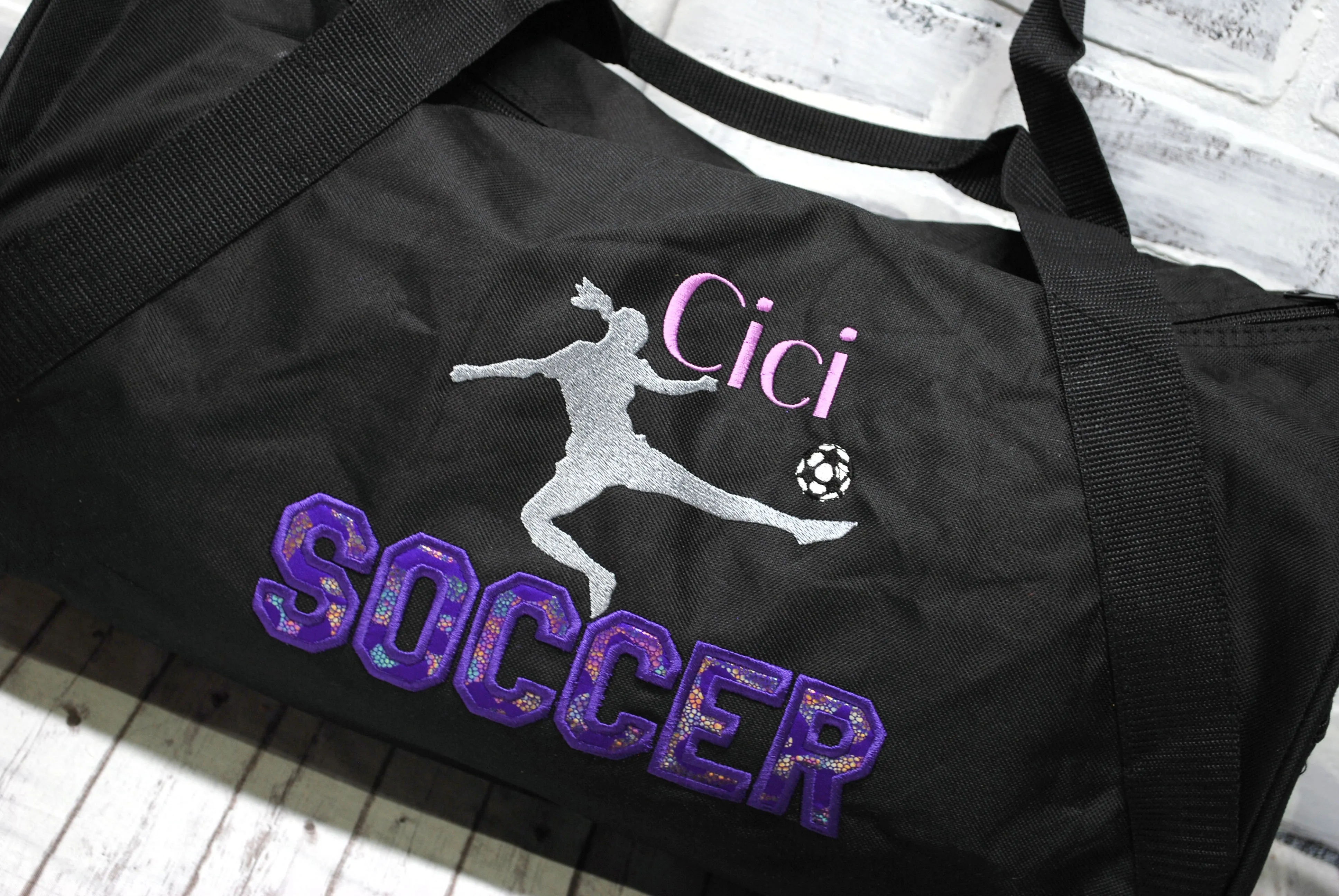 Soccer Purples Personalized Zippered Bag