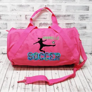 Soccer Rainbow Leopard Personalized Tote or Duffle Bag