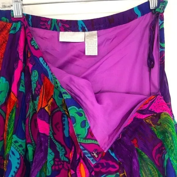 Soft Surroundings Colorful Vibrant Floral Paisley Boho Festival Pleat Skirt