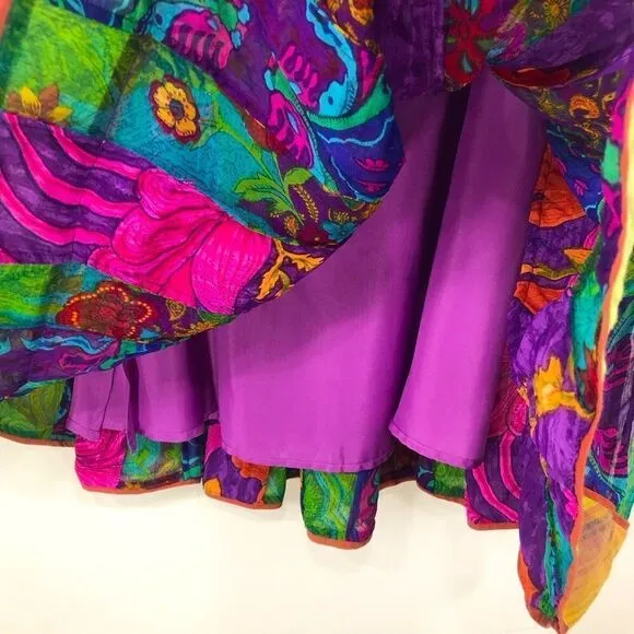 Soft Surroundings Colorful Vibrant Floral Paisley Boho Festival Pleat Skirt