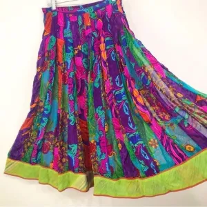Soft Surroundings Colorful Vibrant Floral Paisley Boho Festival Pleat Skirt