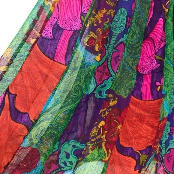 Soft Surroundings Colorful Vibrant Floral Paisley Boho Festival Pleat Skirt