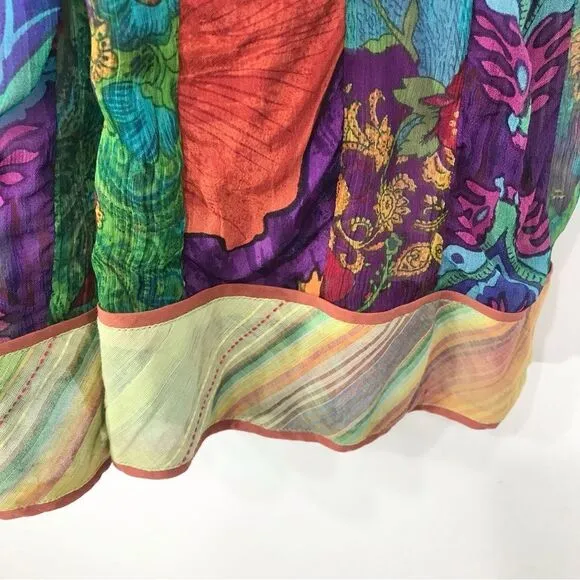 Soft Surroundings Colorful Vibrant Floral Paisley Boho Festival Pleat Skirt