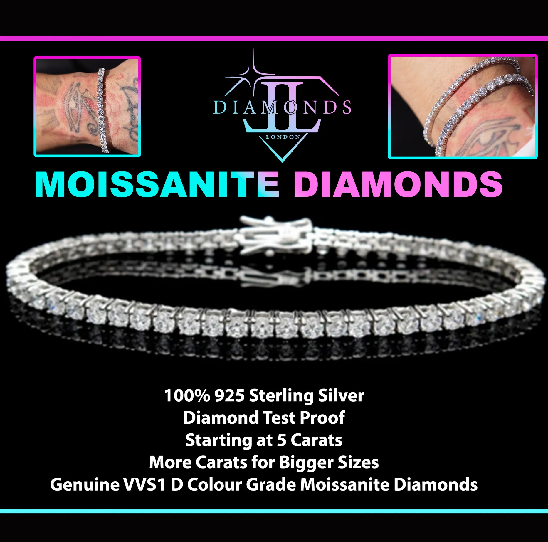 Tennis Chain | Tennis Bracelet | Moissanite Tennis Bracelet | Mens Tennis Bracelet | Womens Tennis Bracelet | Diamond Tennis Bracelet