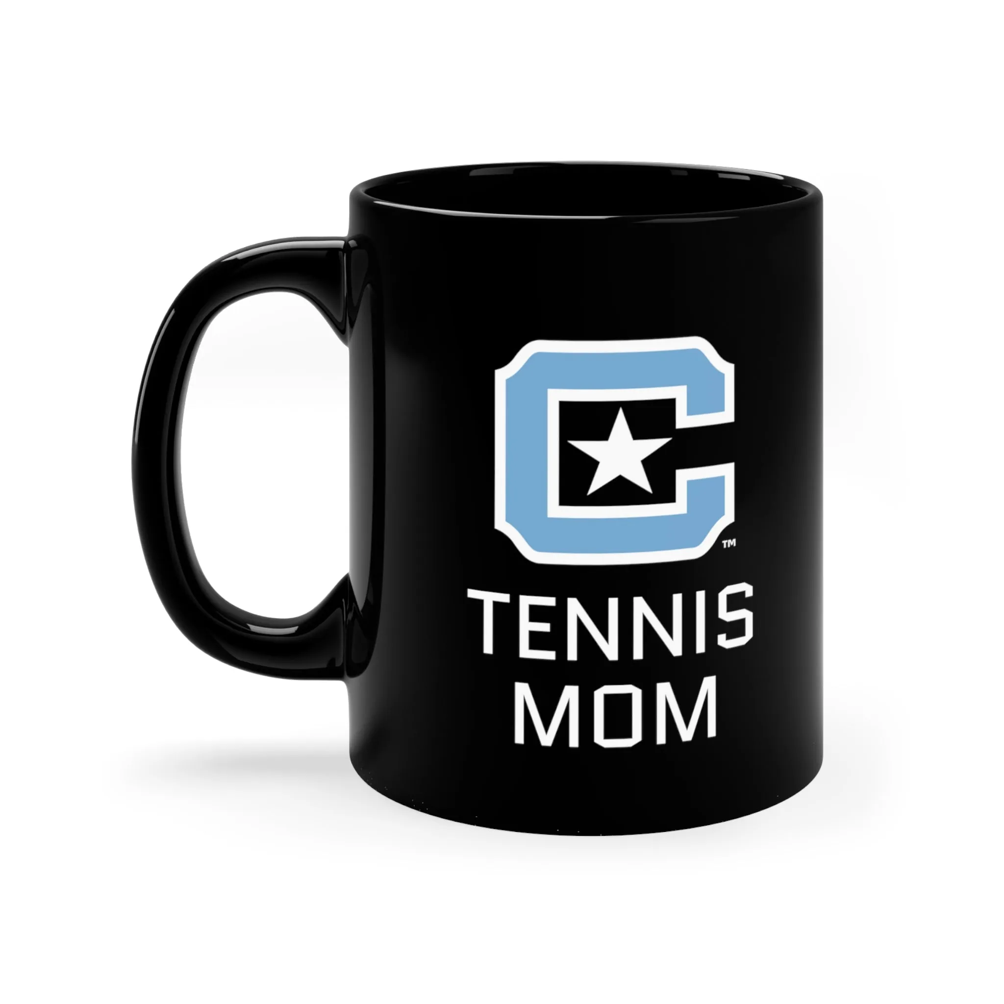 The Citadel Block C Logo, Sports Tennis Mom, Black Mug, 11oz