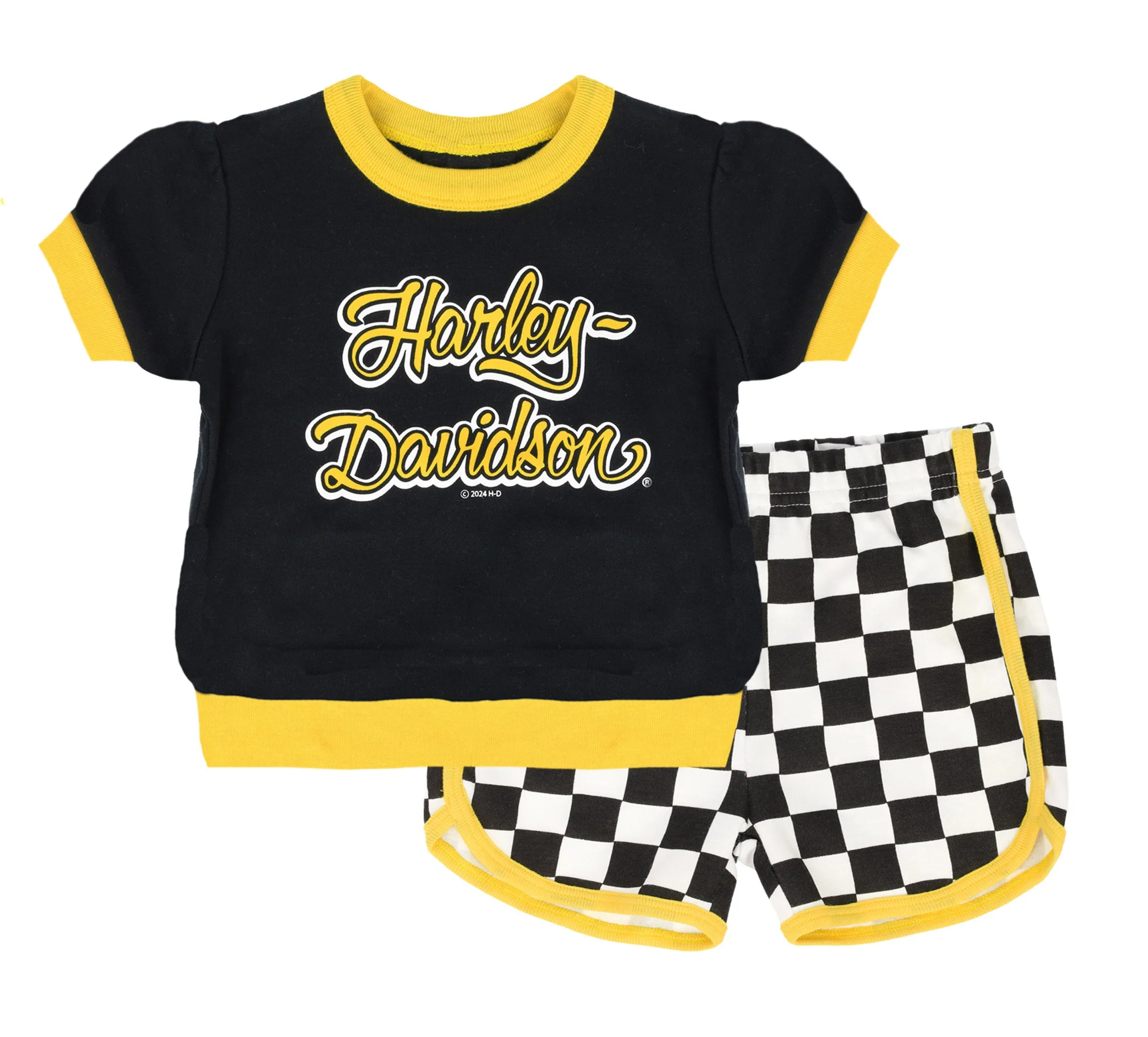 Toddler Girl's Race Collection  Tee & Short Set - Black