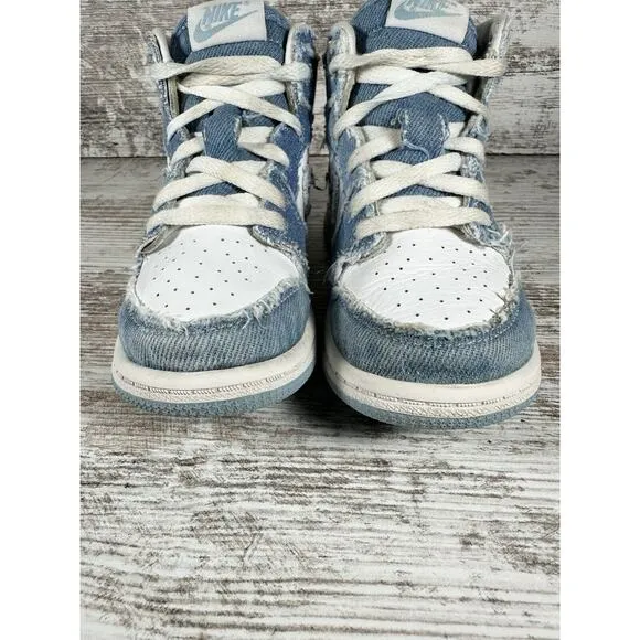 Toddler Nike Air Jordan 1 High OG Denim Blue/White Sneakers Sz 9C