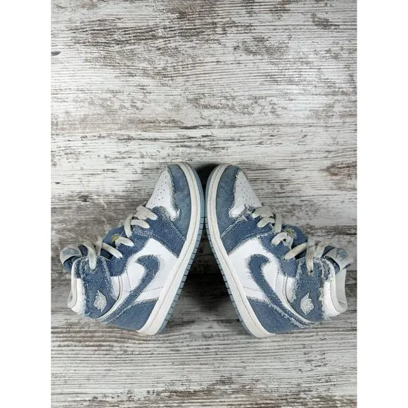 Toddler Nike Air Jordan 1 High OG Denim Blue/White Sneakers Sz 9C