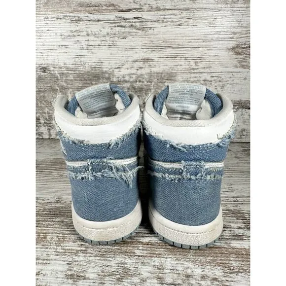 Toddler Nike Air Jordan 1 High OG Denim Blue/White Sneakers Sz 9C