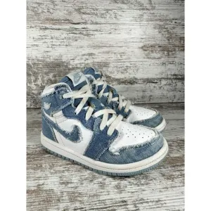 Toddler Nike Air Jordan 1 High OG Denim Blue/White Sneakers Sz 9C