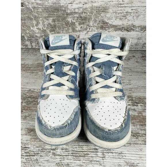 Toddler Nike Air Jordan 1 High OG Denim Blue/White Sneakers Sz 9C