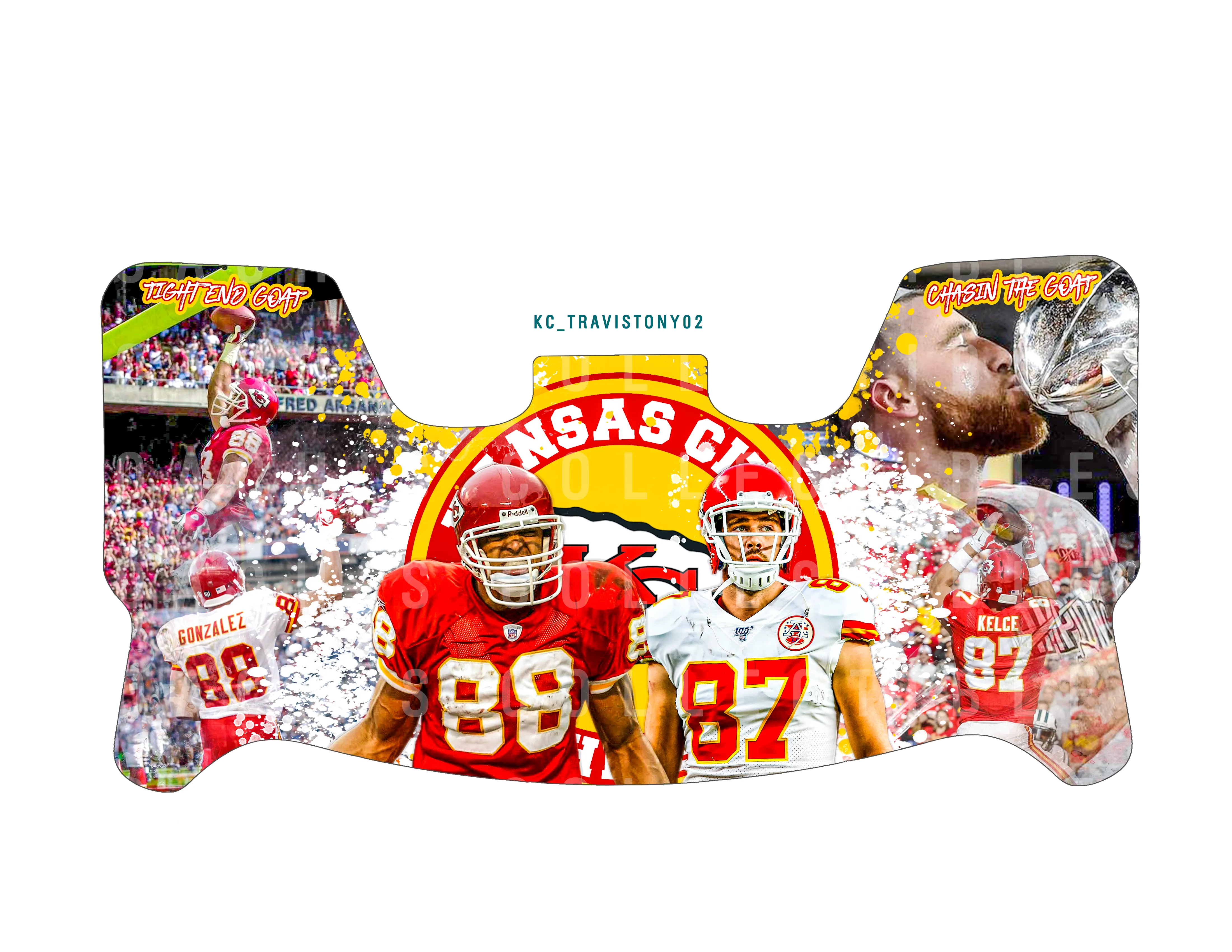 Travis Kelce & Tony Gonzalez Custom Visor for Any Full Size Riddell Helmet (Universal Fit)