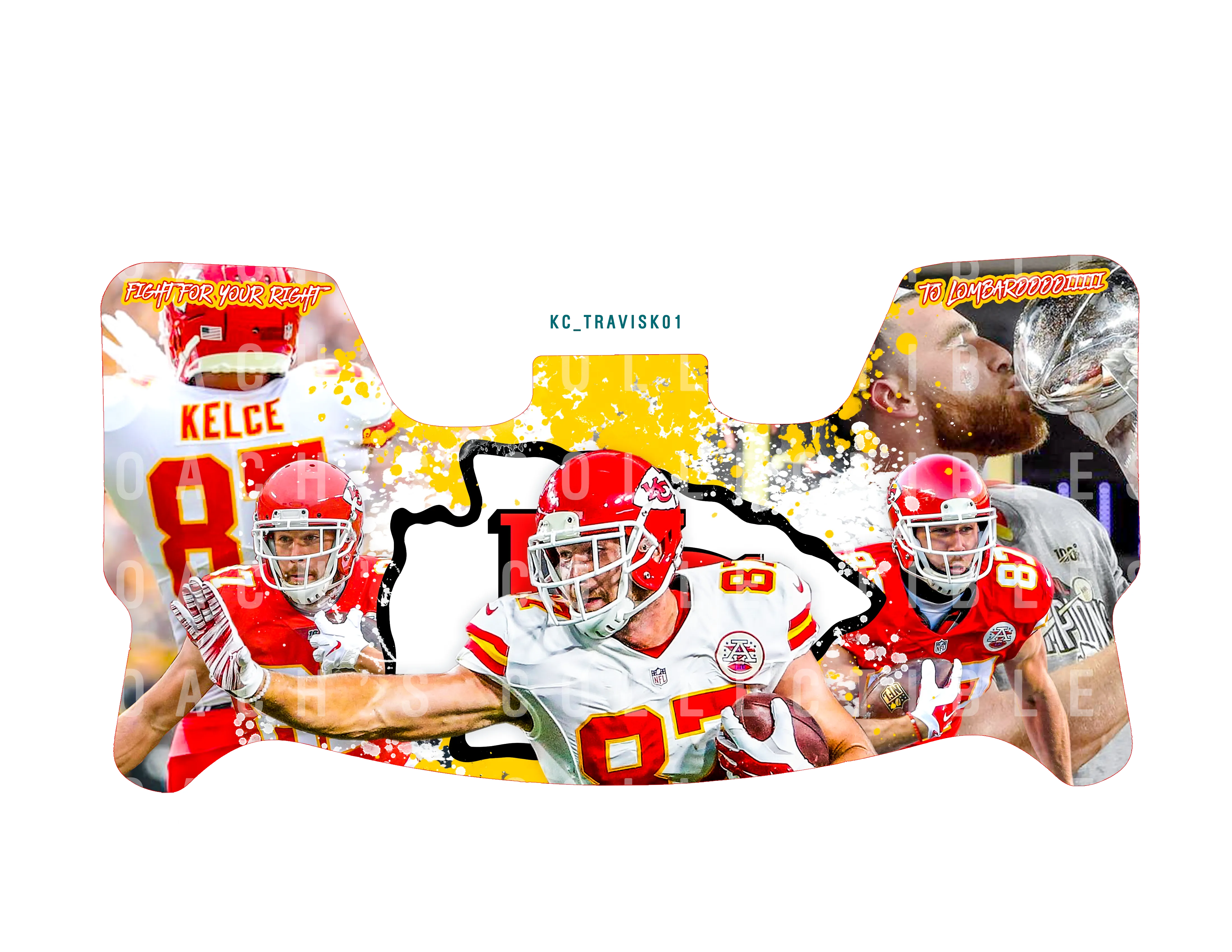 Travis Kelce Custom Visor for Any Full Size Riddell Helmet (Universal Fit)