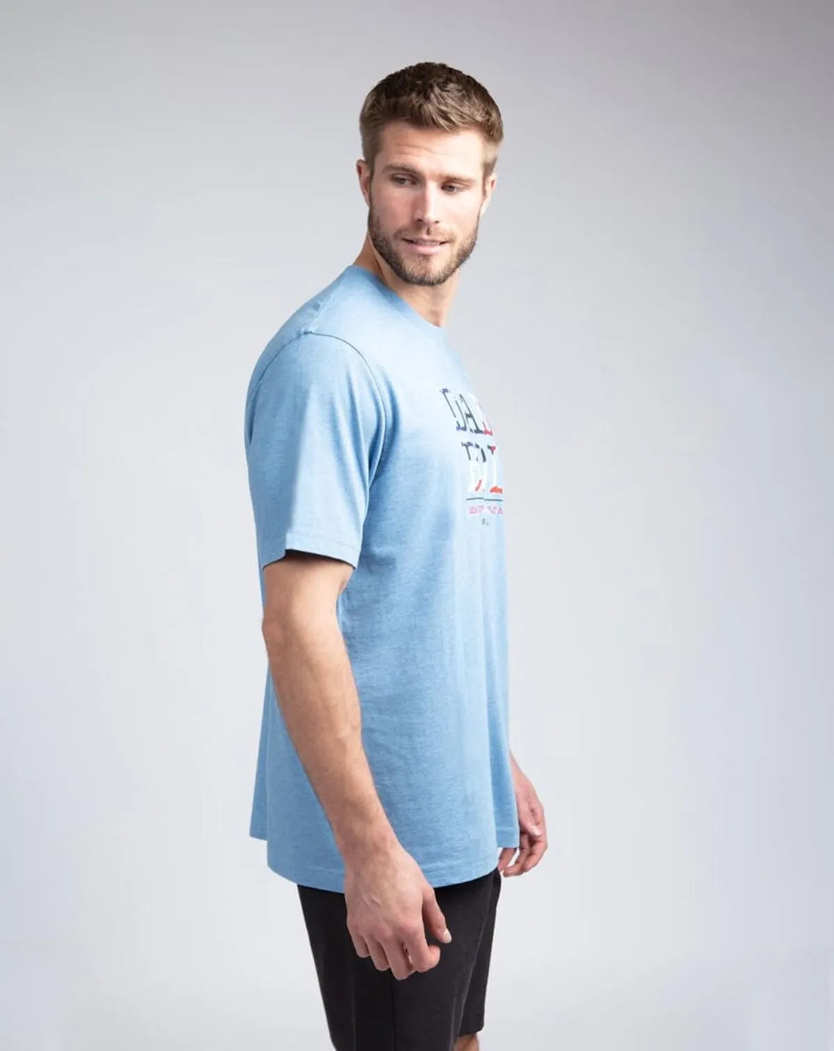 TRAVIS MATHEW MENS DAD BOD T-SHIRT - HEATHER BLUE