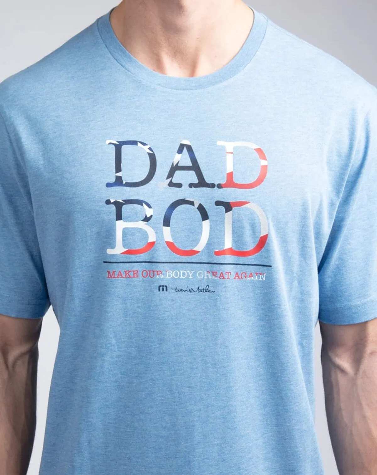 TRAVIS MATHEW MENS DAD BOD T-SHIRT - HEATHER BLUE