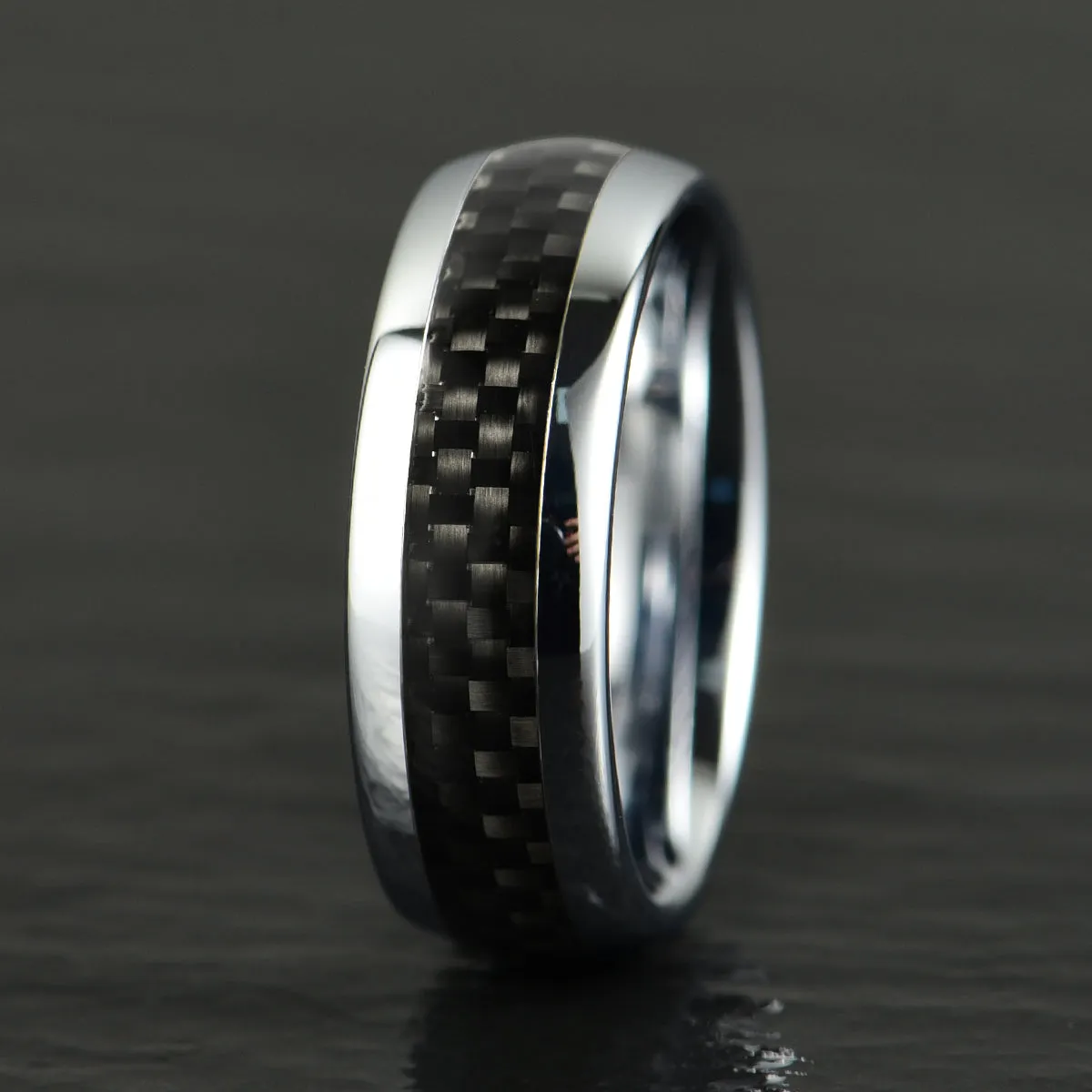 Tungsten Carbon Fiber Men's Wedding Band 8MM