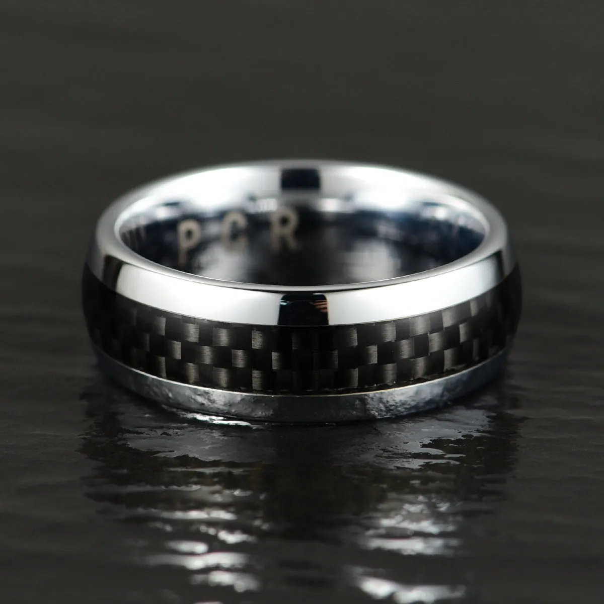 Tungsten Carbon Fiber Men's Wedding Band 8MM