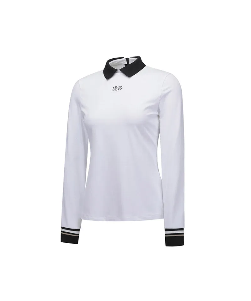 Vice Golf Atelier Women's Back Zip Point Long Sleeve T-Shirt - White