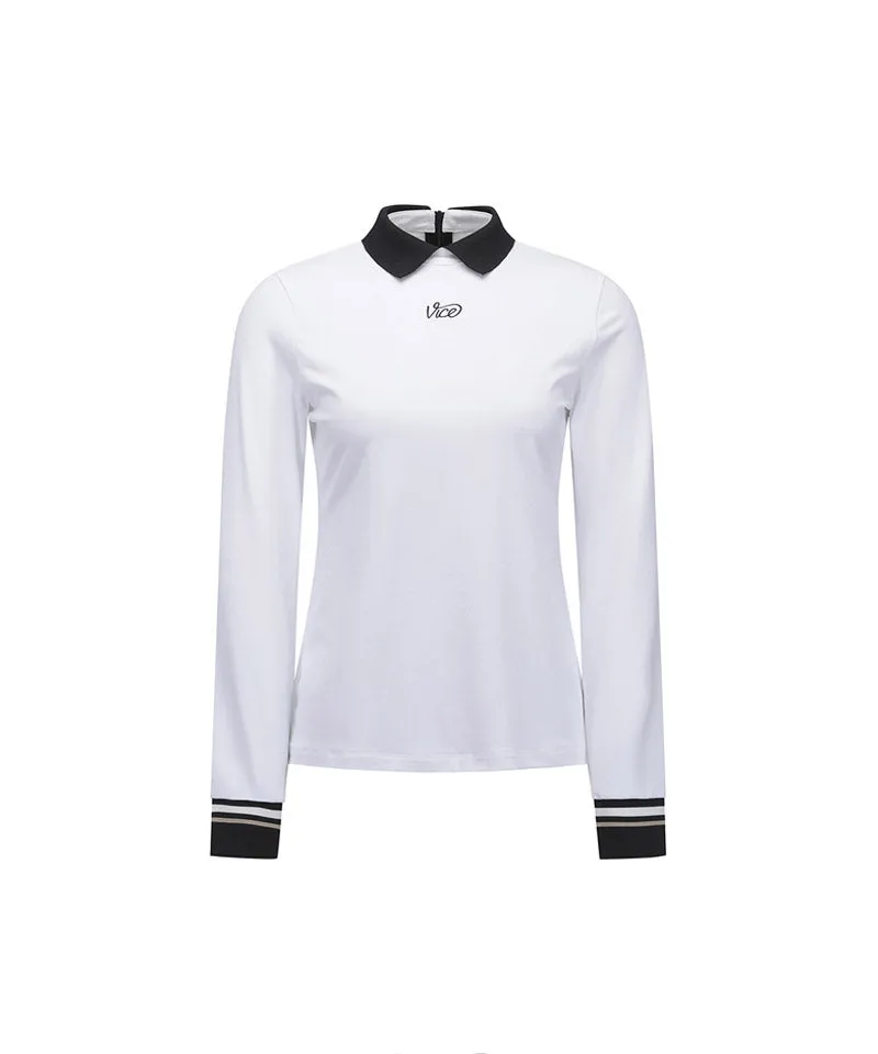 Vice Golf Atelier Women's Back Zip Point Long Sleeve T-Shirt - White