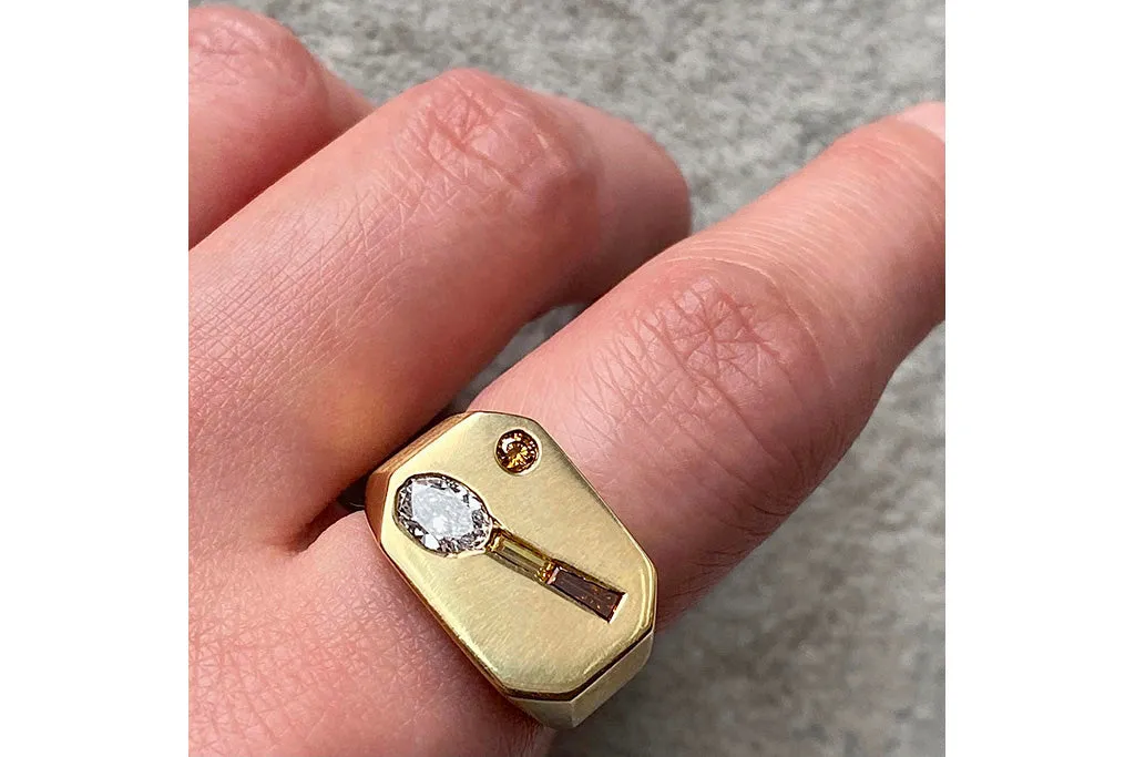 Vintage Diamond 'Tennis Racquet' Ring