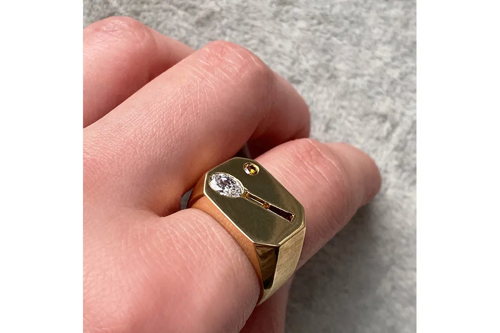 Vintage Diamond 'Tennis Racquet' Ring