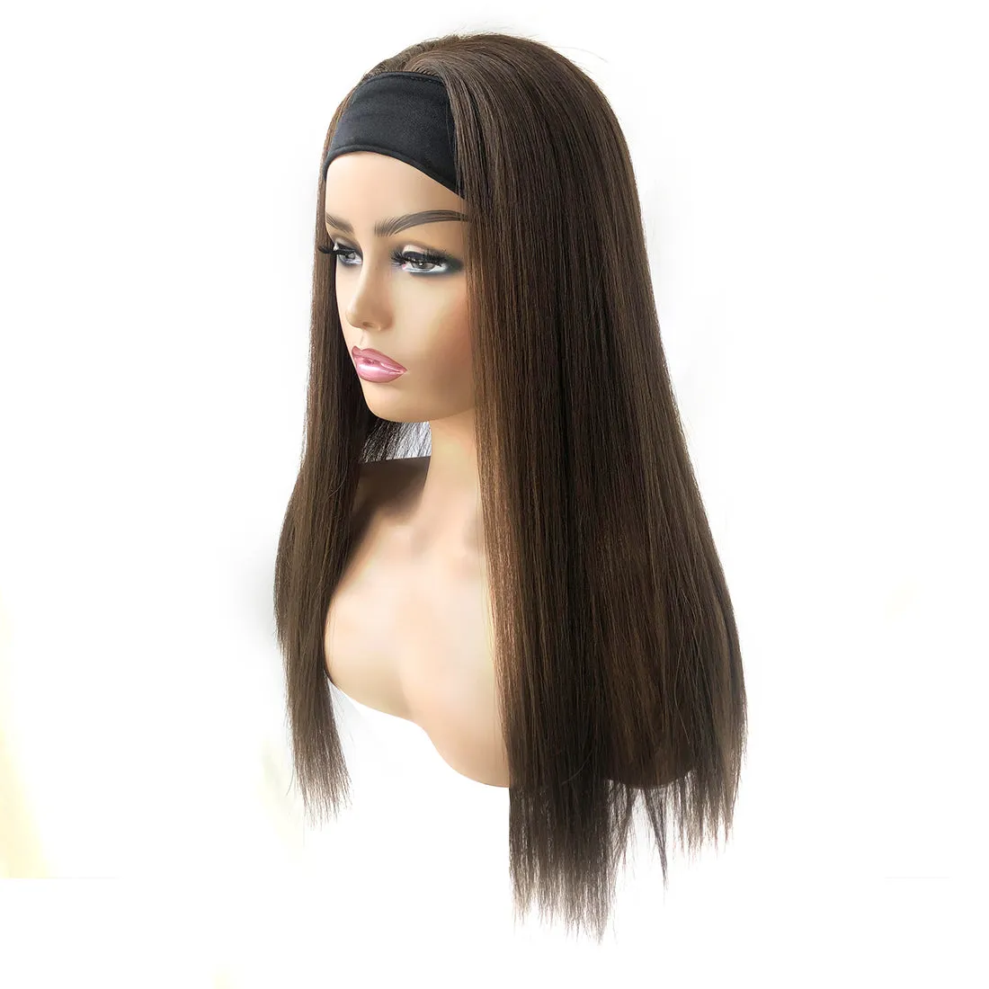 Viviabella Long Headband Wigs for Black Women Natural Looking Synthetic Wig with Headband Heat Resistant