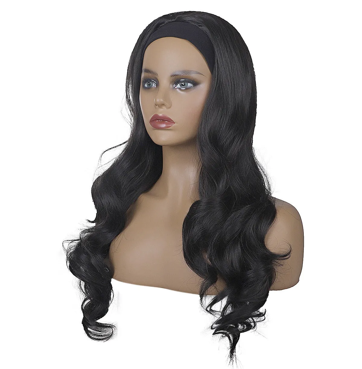 Viviabella Long Headband Wigs for Black Women Natural Looking Synthetic Wig with Headband Heat Resistant