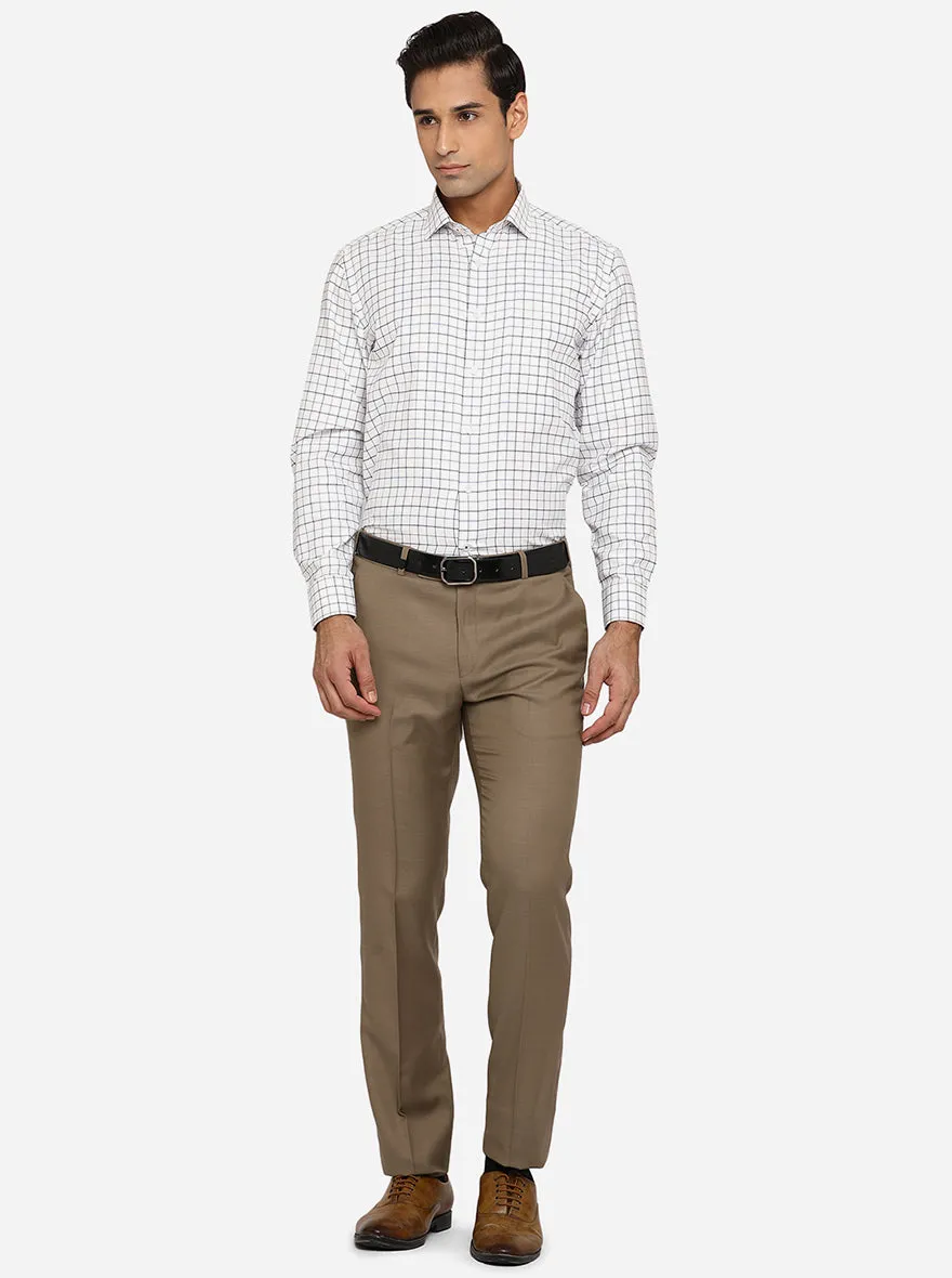 White & Blue Checked Regular Fit Formal Shirt | Greenfibre