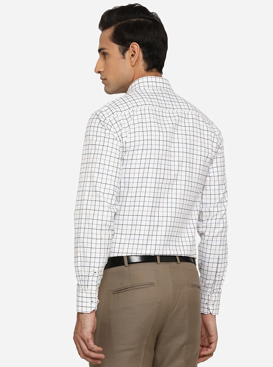 White & Blue Checked Regular Fit Formal Shirt | Greenfibre