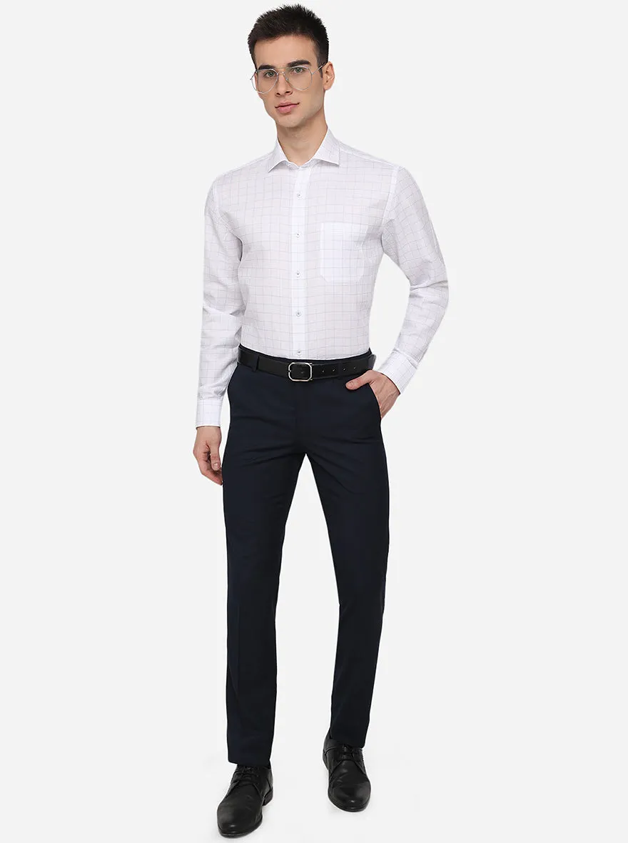 White & Sky Blue Checked Regular Fit Formal Shirt | JadeBlue