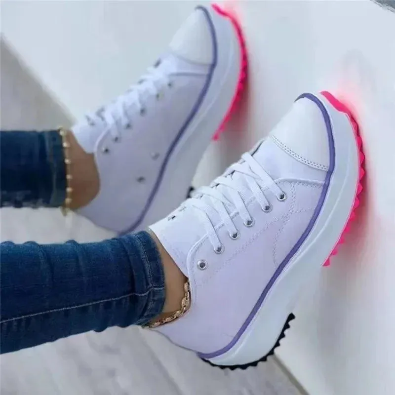 Women Casual Shoes Plus Size Sneakers For Women Platform Sport Shoes Female Lace up Tennis Shoes
