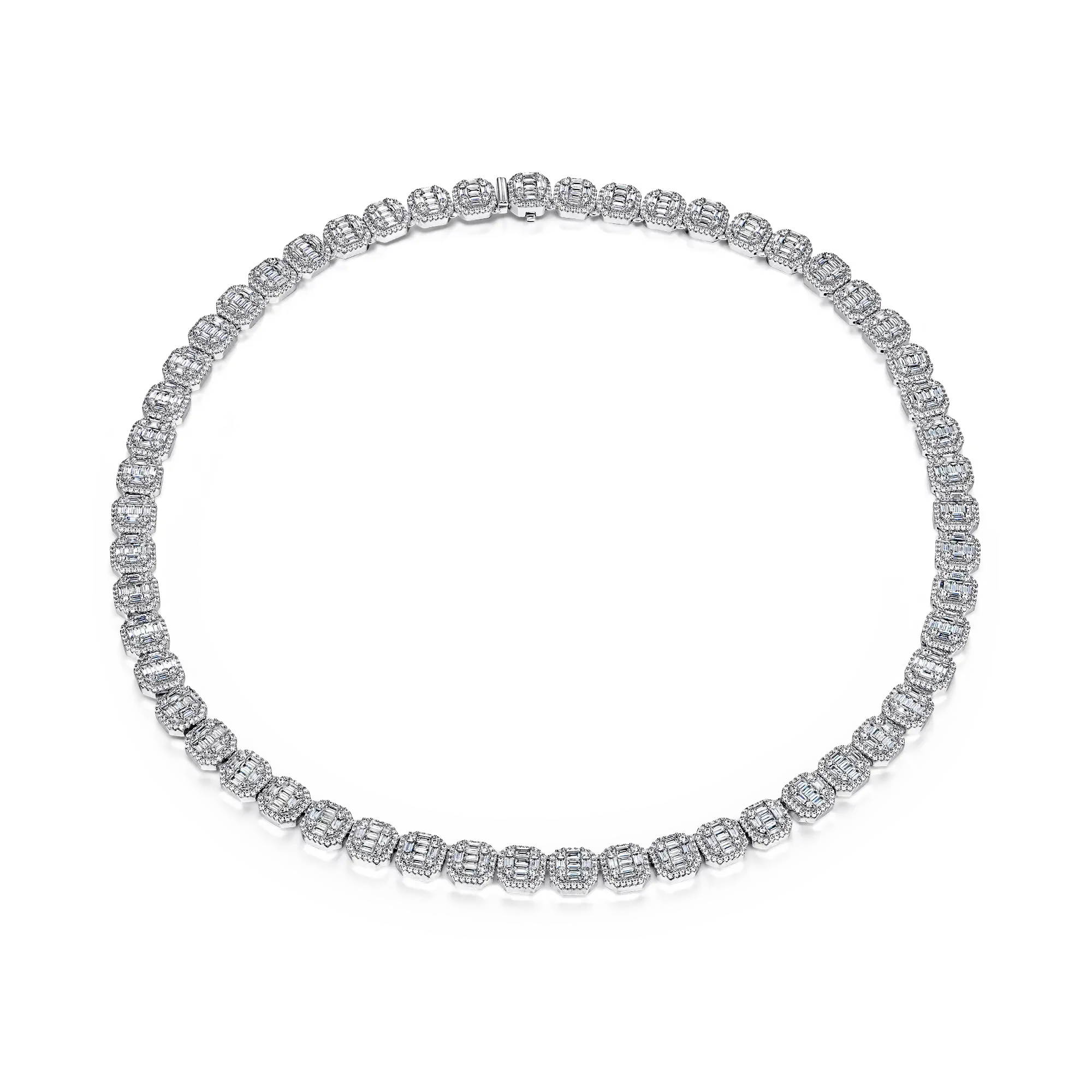 Women's Baguette Clustered Tennis Chain - 8mm