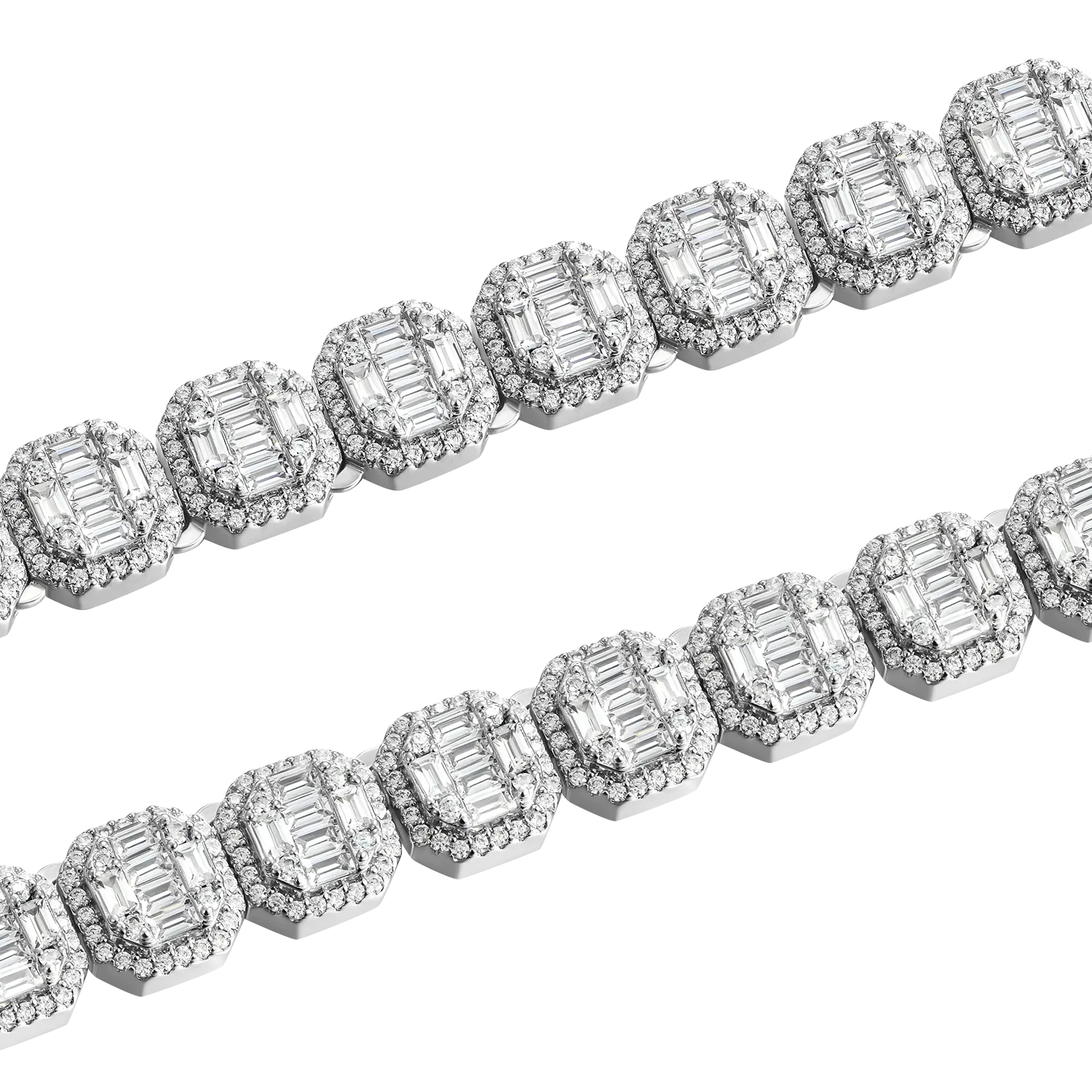 Women's Baguette Clustered Tennis Chain - 8mm